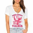 Cupid's Favorite Teacher Valentines Day Heart Book Lover Women's Jersey Short Sleeve Deep V-Neck Tshirt