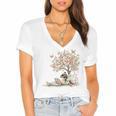 Cute Fairy Reading Fairycore Aesthetic Book Lover Women's Jersey Short Sleeve Deep V-Neck Tshirt