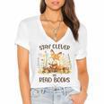 Cute Fox Stay Clever Read Books For Librarian Or Bookworm Women's Jersey Short Sleeve Deep V-Neck Tshirt Cute Fox Stay Clever Read Books For Librarian Or Bookworm Women's Jersey Short Sleeve Deep V-Neck Tshirt