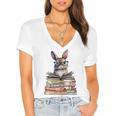 Cute Reading Bunny With Glasses Books Bookworm Reader Book Premium Tri-Blend Women's Jersey Short Sleeve Deep V-Neck Tshirt Cute Reading Bunny With Glasses Books Bookworm Reader Book Premium Tri-Blend Women's Jersey Short Sleeve Deep V-Neck Tshirt
