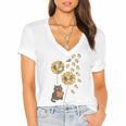 Cute Reading Cat With Kitten Dandelion Flowers Book Lover Women's Jersey Short Sleeve Deep V-Neck Tshirt Cute Reading Cat With Kitten Dandelion Flowers Book Lover Women's Jersey Short Sleeve Deep V-Neck Tshirt