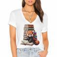 Cute Red Panda Reading Book Animal Bookworm Women's Jersey Short Sleeve Deep V-Neck Tshirt Cute Red Panda Reading Book Animal Bookworm Women's Jersey Short Sleeve Deep V-Neck Tshirt