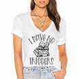 Dark Romance Shirt Women Smutt Book Merch I Have No Triggers Women's Jersey Short Sleeve Deep V-Neck Tshirt