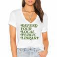 Defend Your Local Public Library For Book Lovers Women's Jersey Short Sleeve Deep V-Neck Tshirt Defend Your Local Public Library For Book Lovers Women's Jersey Short Sleeve Deep V-Neck Tshirt