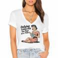 Defying Censorship One Page At a Time Read Banned Books Women's Jersey Short Sleeve Deep V-Neck Tshirt