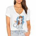 Disney Ink And Paint Shere Khan From The Jungle Book 1967 Women's Jersey Short Sleeve Deep V-Neck Tshirt Disney Ink And Paint Shere Khan From The Jungle Book 1967 Women's Jersey Short Sleeve Deep V-Neck Tshirt