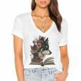 Dog Book Flower Women's Jersey Short Sleeve Deep V-Neck Tshirt