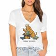 Dog Cooking The Books Women's Jersey Short Sleeve Deep V-Neck Tshirt