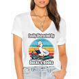 Ducks Books Lover Easily Distracted By Ducks & Books Women's Jersey Short Sleeve Deep V-Neck Tshirt