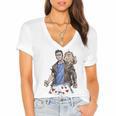 Dungeon Crawler Carl Sketchbook Princess Donut And Carl Book Women's Jersey Short Sleeve Deep V-Neck Tshirt