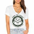 Earth Day 2025 Save Earth It´s Only Planet With Books Reader Women's Jersey Short Sleeve Deep V-Neck Tshirt