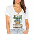 Earth Day Save Earth It´s Only Planet With Books Reader Women's Jersey Short Sleeve Deep V-Neck Tshirt