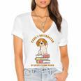 Easily Distracted By Beagles And Books Beagle Dog Women's Jersey Short Sleeve Deep V-Neck Tshirt Easily Distracted By Beagles And Books Beagle Dog Women's Jersey Short Sleeve Deep V-Neck Tshirt