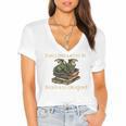 Easily Distracted By Books And Dragons Graphic Premium Women's Jersey Short Sleeve Deep V-Neck Tshirt