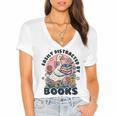 Easily Distracted By Books Read Goose Lover Bookworm Reading Women's Jersey Short Sleeve Deep V-Neck Tshirt Easily Distracted By Books Read Goose Lover Bookworm Reading Women's Jersey Short Sleeve Deep V-Neck Tshirt
