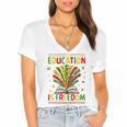 Education Is Freedom Books Lover History Month Women's Jersey Short Sleeve Deep V-Neck Tshirt
