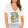 Enemies To Lovers Jaguar Tee Romance Book Plot Device Trope Women's Jersey Short Sleeve Deep V-Neck Tshirt