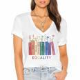 Equality Flower Books Equal Rights Social Justice Feminist Women's Jersey Short Sleeve Deep V-Neck Tshirt