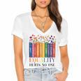 Equality Hurts No One LGBTQ Pride Books And Flowers Women's Jersey Short Sleeve Deep V-Neck Tshirt Equality Hurts No One LGBTQ Pride Books And Flowers Women's Jersey Short Sleeve Deep V-Neck Tshirt