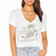 Even Her Books Were Naughty Santa Reading Christmas Women's Jersey Short Sleeve Deep V-Neck Tshirt Even Her Books Were Naughty Santa Reading Christmas Women's Jersey Short Sleeve Deep V-Neck Tshirt