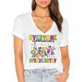 Everyone Communicates Differently Book Teacher Outfit Women's Jersey Short Sleeve Deep V-Neck Tshirt