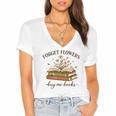 Forget Flowers Buy Me Books Book Lover Women's Jersey Short Sleeve Deep V-Neck Tshirt