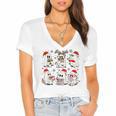 Ghost Book Reading Christmas Books Lover Teacher Kids Women's Jersey Short Sleeve Deep V-Neck Tshirt