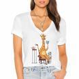 Giraffe Reading Tea Books Coffee Book Lover Graphic Women's Jersey Short Sleeve Deep V-Neck Tshirt Giraffe Reading Tea Books Coffee Book Lover Graphic Women's Jersey Short Sleeve Deep V-Neck Tshirt