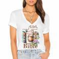 Girl Read Your Bible Christian Faith Jesus Book Women's Jersey Short Sleeve Deep V-Neck Tshirt Girl Read Your Bible Christian Faith Jesus Book Women's Jersey Short Sleeve Deep V-Neck Tshirt