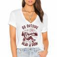 Go Outside Read a Book Vintage Bibliophiles Women's Jersey Short Sleeve Deep V-Neck Tshirt