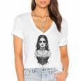 Gothic Goth Girl Woman Movie Book Art Women's Jersey Short Sleeve Deep V-Neck Tshirt