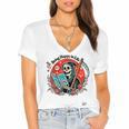 Grim Reaper Reads a Book Women's Jersey Short Sleeve Deep V-Neck Tshirt