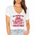 Groovy All Booked For Valentines Books Pink Coquette Bow Women's Jersey Short Sleeve Deep V-Neck Tshirt