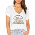 Groovy Flowers Love God Drink Coffee Read Books Christian Women's Jersey Short Sleeve Deep V-Neck Tshirt