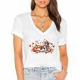 Halloween Book Lover Ghost Witch Books & Pumpkins Women's Jersey Short Sleeve Deep V-Neck Tshirt Halloween Book Lover Ghost Witch Books & Pumpkins Women's Jersey Short Sleeve Deep V-Neck Tshirt