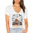 Haunted By My TBR Boo Halloween Book Lover Librarian Women's Jersey Short Sleeve Deep V-Neck Tshirt