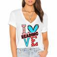 I Heart Books Love Reading Red And Stripe Animated Cat For Men Women Girls Kids Women's Jersey Short Sleeve Deep V-Neck Tshirt I Heart Books Love Reading Red And Stripe Animated Cat For Men Women Girls Kids Women's Jersey Short Sleeve Deep V-Neck Tshirt