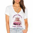 Where Hearts Groovy Meet Stories Coffee Books Valentines Day Women's Jersey Short Sleeve Deep V-Neck Tshirt Where Hearts Groovy Meet Stories Coffee Books Valentines Day Women's Jersey Short Sleeve Deep V-Neck Tshirt
