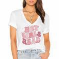 Hot Girls Read Cute Book Lover Reading Club Women's Jersey Short Sleeve Deep V-Neck Tshirt