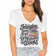 Imagine Being Afraid Of Drag Queens And Books Women's Jersey Short Sleeve Deep V-Neck Tshirt Imagine Being Afraid Of Drag Queens And Books Women's Jersey Short Sleeve Deep V-Neck Tshirt