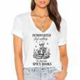 Introvert Read Spicy Books Lover Bookworm Skeleton Reading Women's Jersey Short Sleeve Deep V-Neck Tshirt Introvert Read Spicy Books Lover Bookworm Skeleton Reading Women's Jersey Short Sleeve Deep V-Neck Tshirt