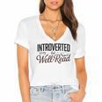 Introverted But Well-Read Book Lover Women's Jersey Short Sleeve Deep V-Neck Tshirt