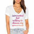 Introverted Willing To Discuss Pyrenean Mastiff Introvert Women's Jersey Short Sleeve Deep V-Neck Tshirt