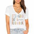 It’s a Good Day To Read a Book Lovers Library Reading Women Women's Jersey Short Sleeve Deep V-Neck Tshirt