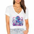 Just A Girl Who Loves Dragons And Books Cute Dragon Reading Premium Tri-Blend Women's Jersey Short Sleeve Deep V-Neck Tshirt