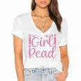 Just A Girl Who Loves To Read Book Lover Reading Books Women's Jersey Short Sleeve Deep V-Neck Tshirt