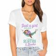 Just a Girl Who Loves Sloths And Books Women's Jersey Short Sleeve Deep V-Neck Tshirt Just a Girl Who Loves Sloths And Books Women's Jersey Short Sleeve Deep V-Neck Tshirt