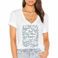 Just One More Chapter Blue Book Lover Reading Quote Women's Jersey Short Sleeve Deep V-Neck Tshirt