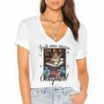 Just One More Chapter Cat Reading Books Coffee Lovers Premium Tri-Blend Women's Jersey Short Sleeve Deep V-Neck Tshirt