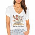 Just One More Chapter Open Book Flowers Women's Jersey Short Sleeve Deep V-Neck Tshirt